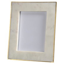 Online Designer Bedroom Ranma Modern Classic White Marble Brass Photo Frame - 5x7 - OPTION 3