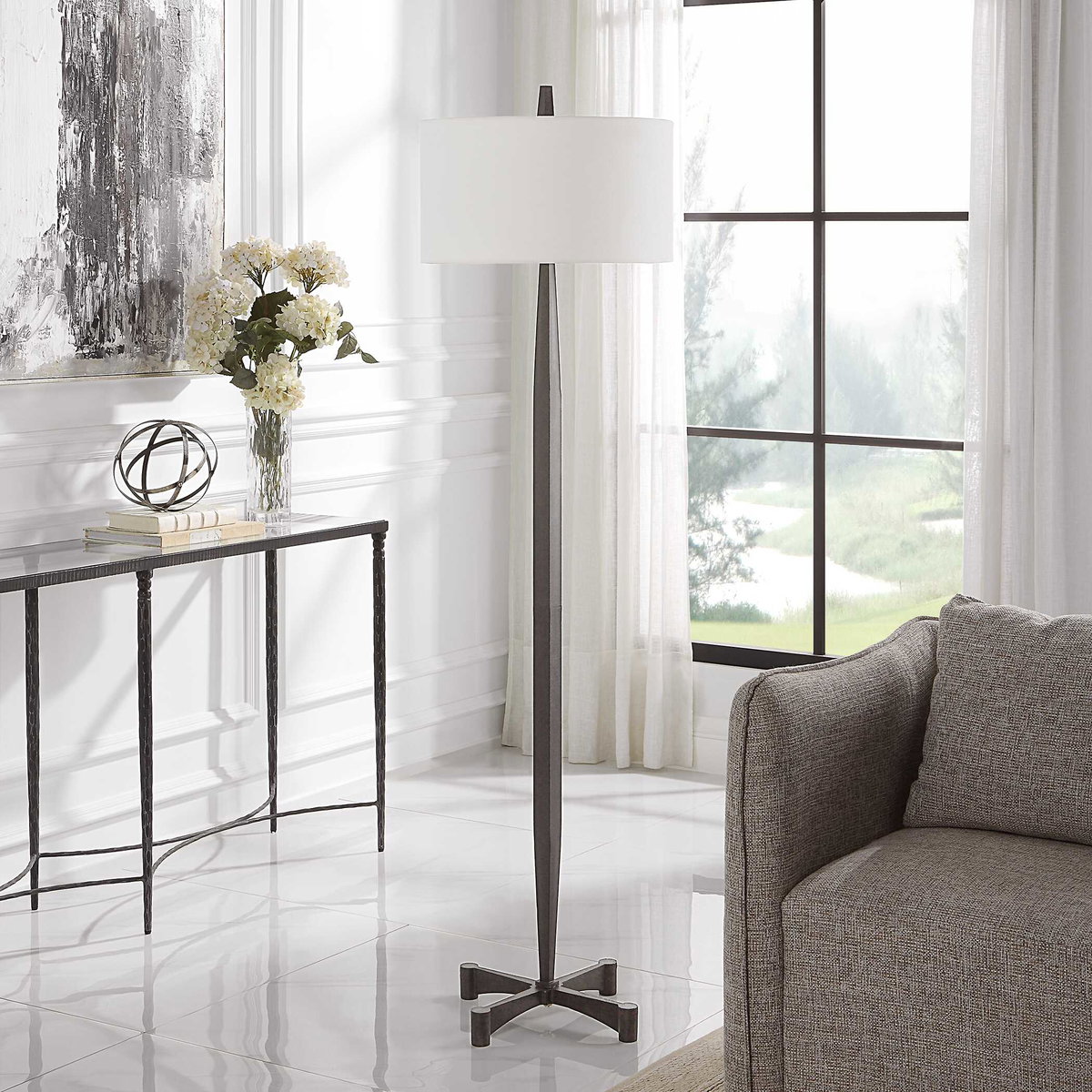 Counteract Rust Metal Floor Lamp, by Uttermost, 18" width x 67.5" height x 18" depth View 4
