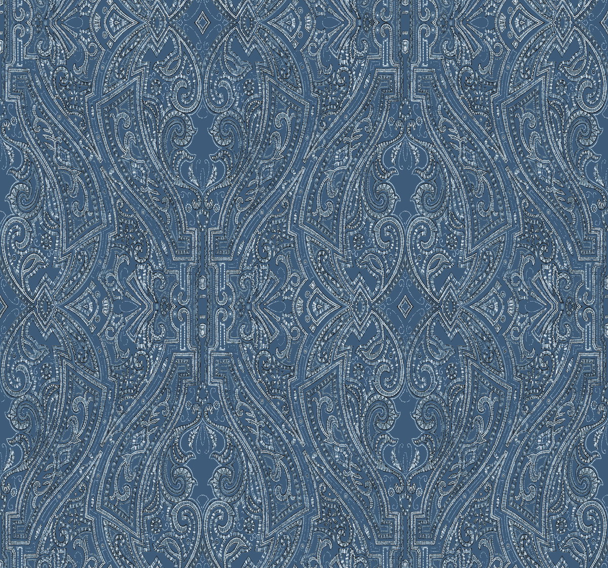 Ascot Damask Blue Wallpaper, by York Wall, 27' length x 2'3" width x 0.02" depth