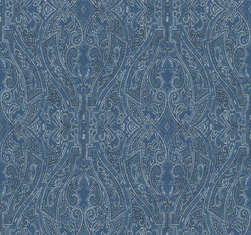 Ascot Damask Blue Wallpaper