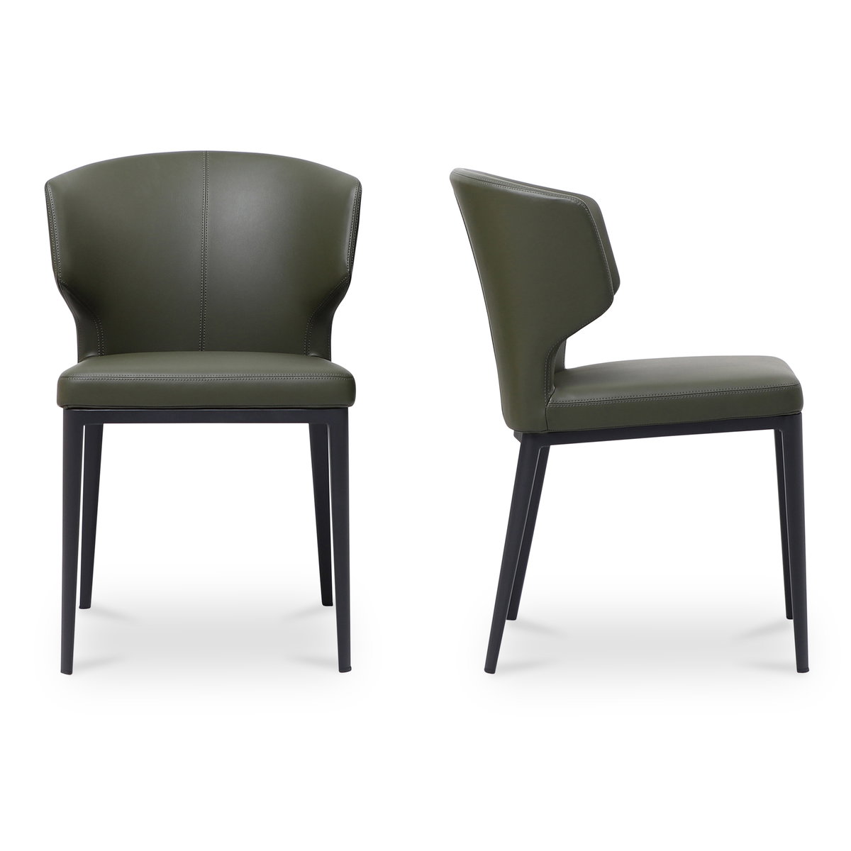 Delaney Dining Chair Dark Green-set Of Two, by Moe's Home, 20.1" width x 30.7" height x 21.7" depth View 3
