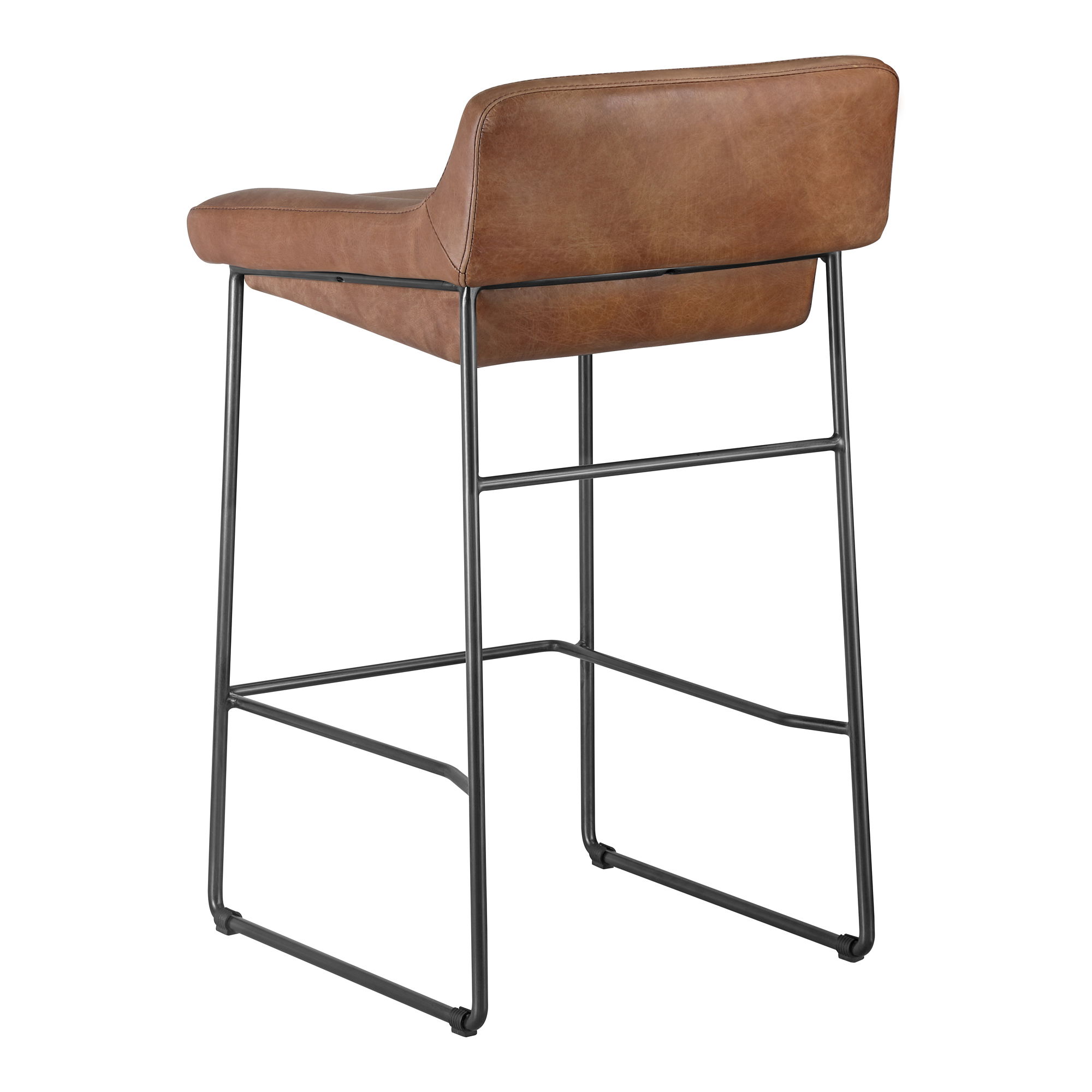 Starlet Counter Stool Open Road Brown Leather - Set Of Two, Counter & Bar Stool by Moe's Home, 17" width x 32" height x 20" depth View 8