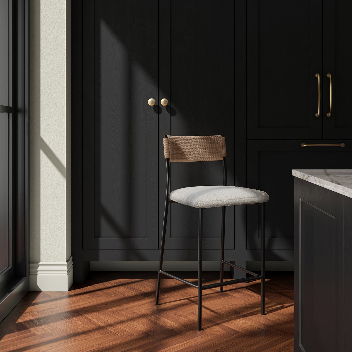 Foley Counter Stool White, Counter & Bar Stool by Moe's Home, 18.75" width x 38.5" height x 19.57" depth View 6