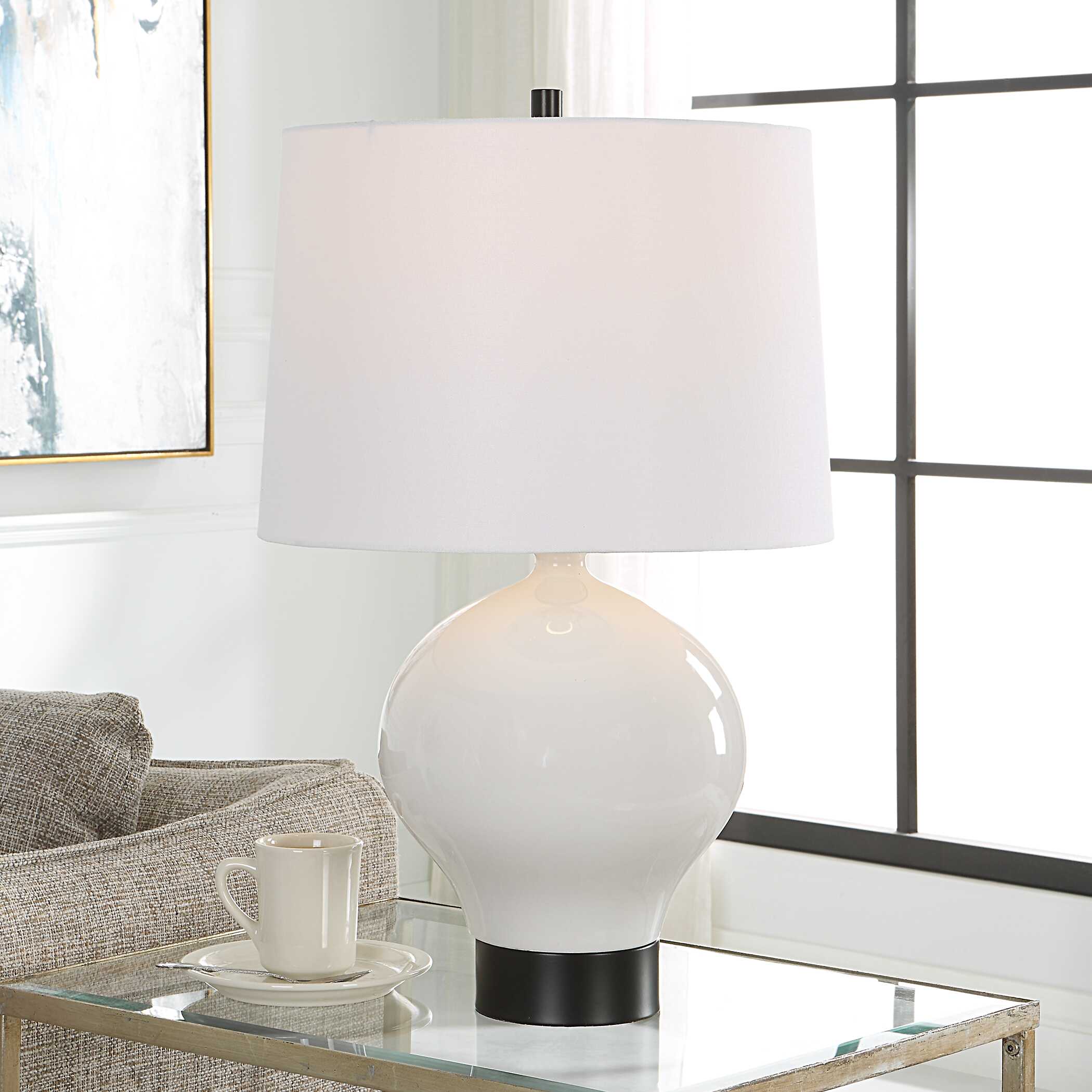 Collar Gloss White Table Lamp large image 
