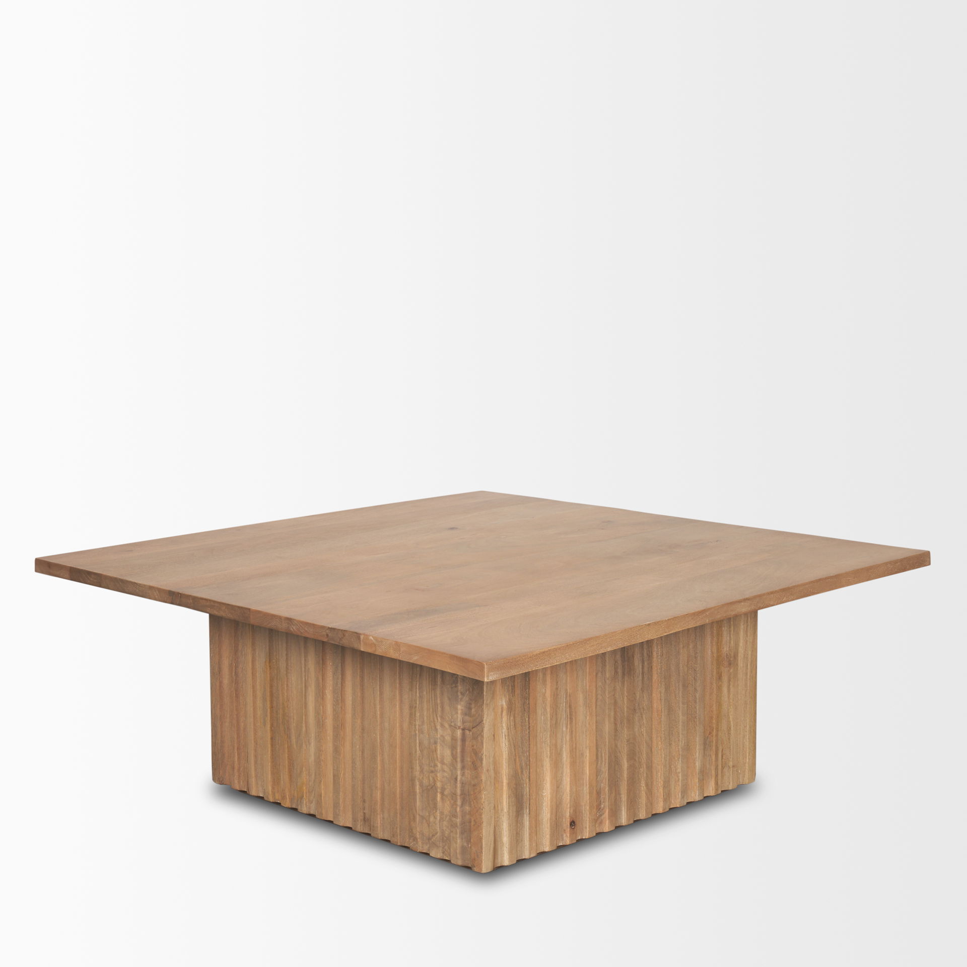 June Light Brown Wood with Fluting Square Coffee Table large image 