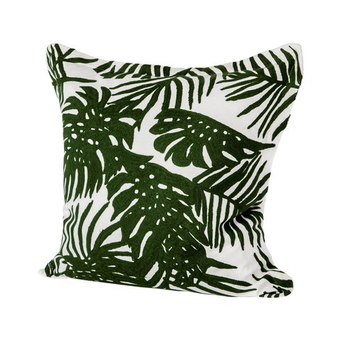 Boyle I 20 x 20 Green Tropical Palm Leaf Pillow Cover