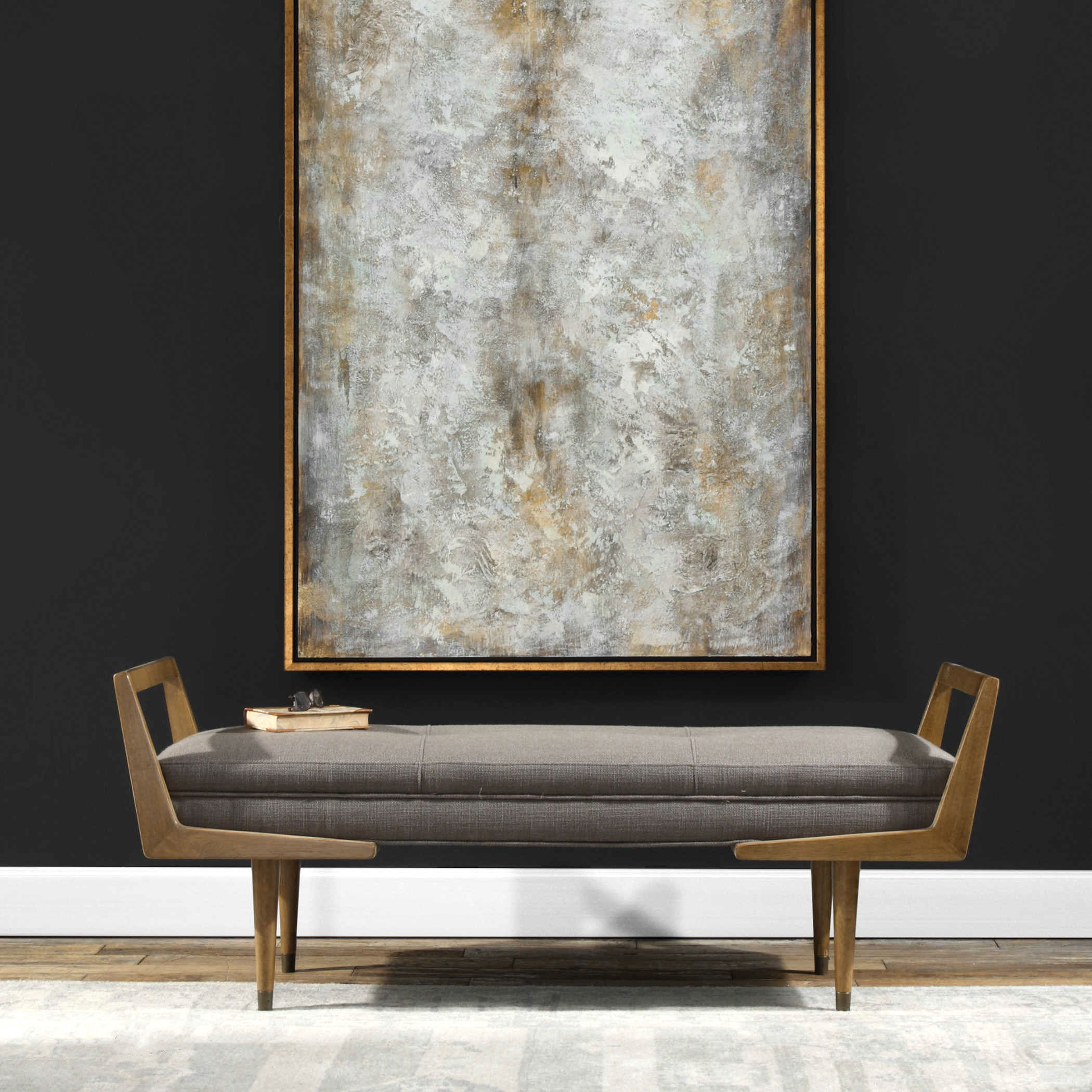 Waylon Mid-Century Modern Bench, Furniture by Uttermost, 59.25" width x 23" height x 20" depth View 9