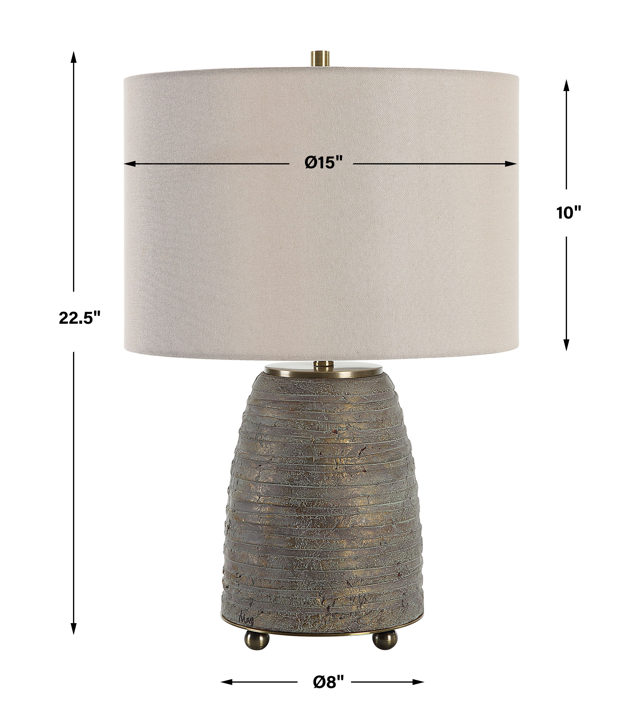 Gorda Bronze Ceramic Table Lamp, by Uttermost, 15" width x 22.5" height x 15" depth View 3