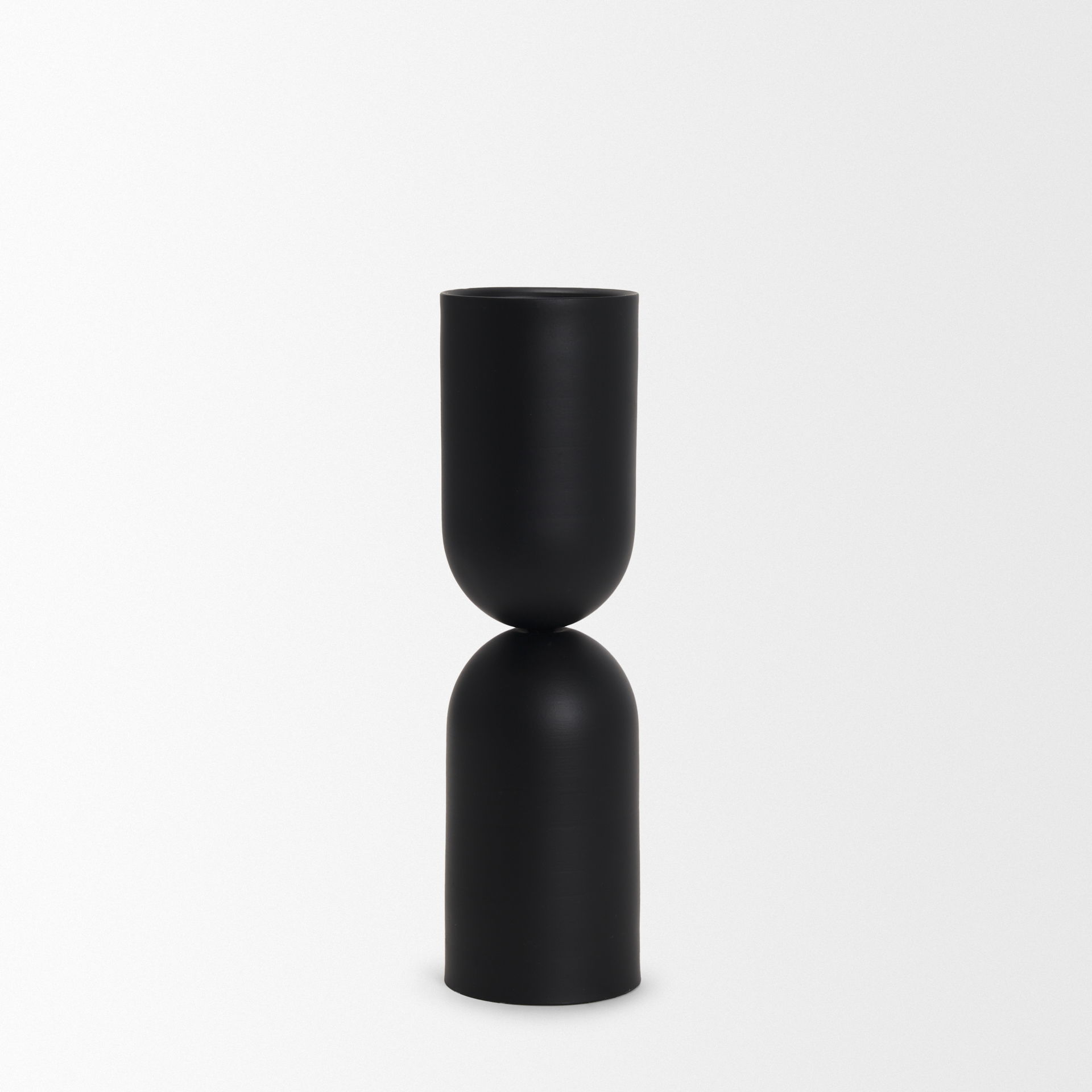 Qamra Tall Black Metal Pillar Candle Holder, Candles & Candle Holder by Mercana, 3.5" length x 3.5" width x 12.5" height View 4