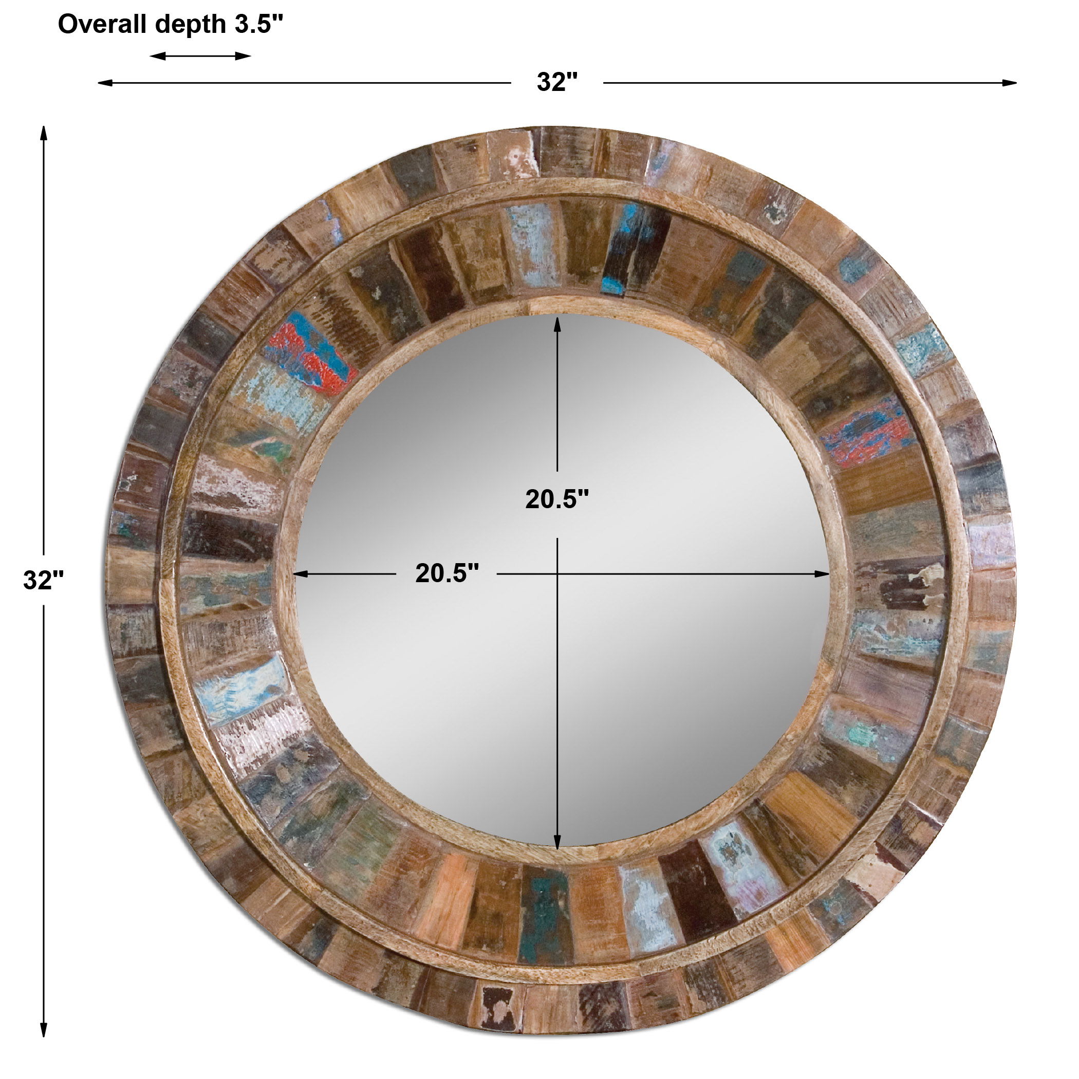 Jeremiah Round Wood Mirror large image 