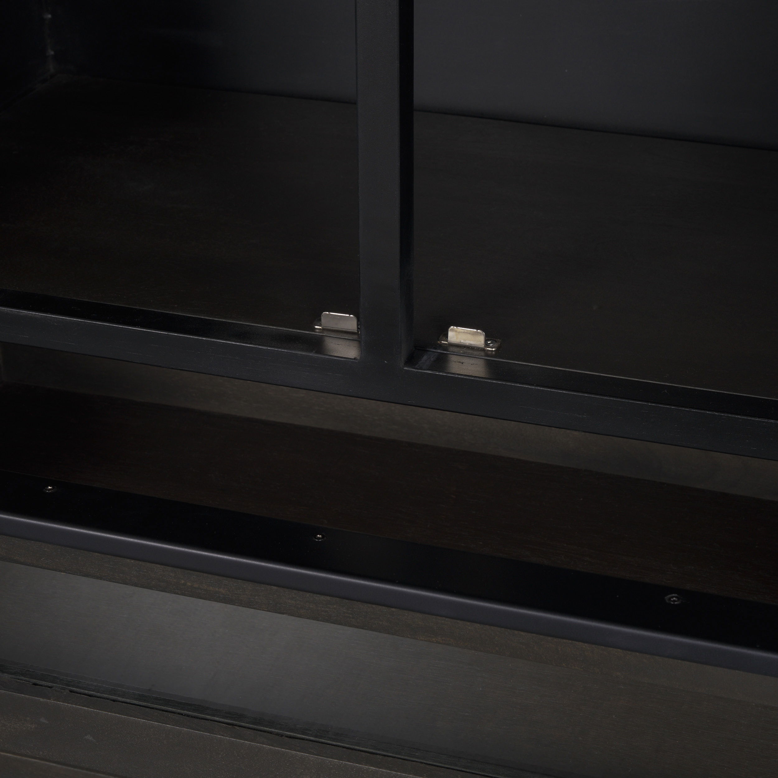 Gehry 72.3' H Dark Brown Metal Brown Wood and Glass Door Display Cabinet, Cabinets & Sideboard by Mercana, 33.25" length x 16.25" width x 72.25" height View 13