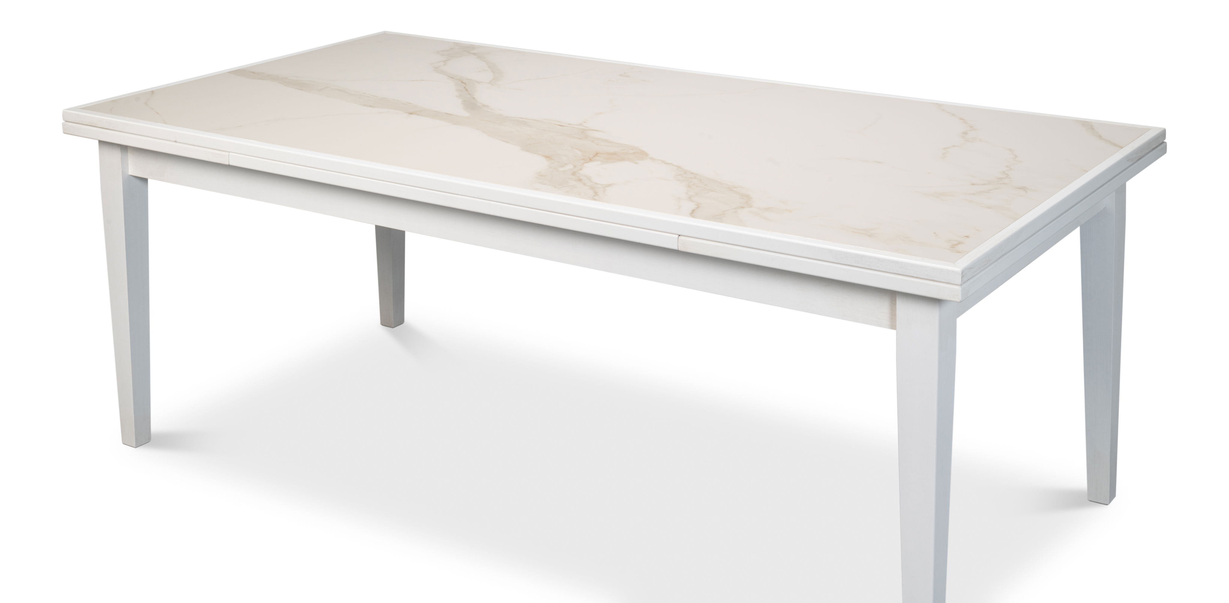 Rect. Extension Dining Table, White, by Sarreid, 81" length x 41" width x 2" height View 4