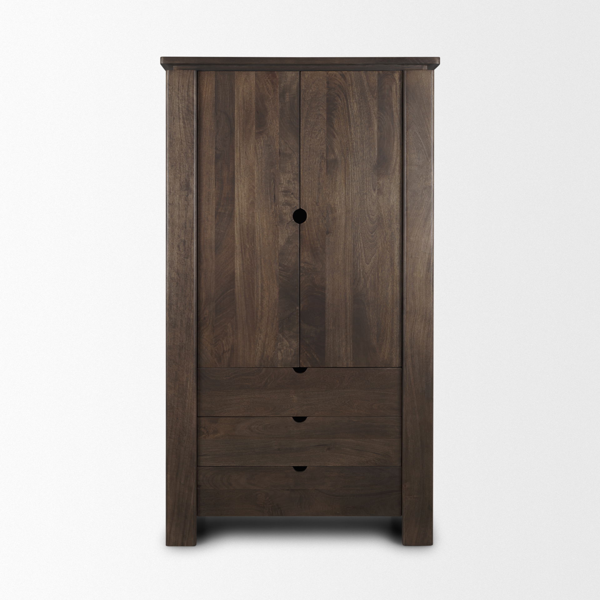 Wallen Solid Dark Brown Wood Curio Cabinet, Cabinets & Sideboard by Mercana, 40" length x 20" width x 70" height View 4