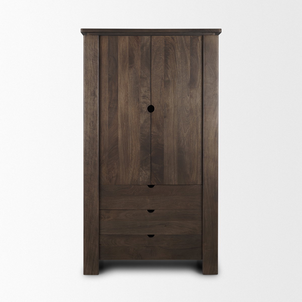 Wallen Solid Dark Brown Wood Curio Cabinet, Cabinets & Sideboard by Mercana, 40" length x 20" width x 70" height View 4