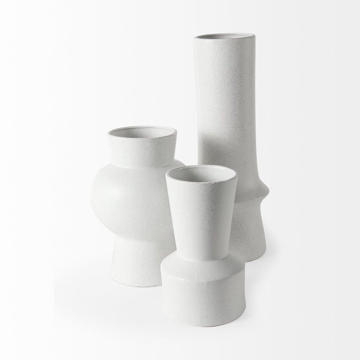 Laforge 10.8H Medium White Ceramic Vase, by Mercana, 7.87" length x 7.87" width x 10.83" height View 4