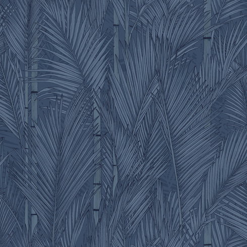 Swaying Fronds Navy Peel & Stick Wallpaper