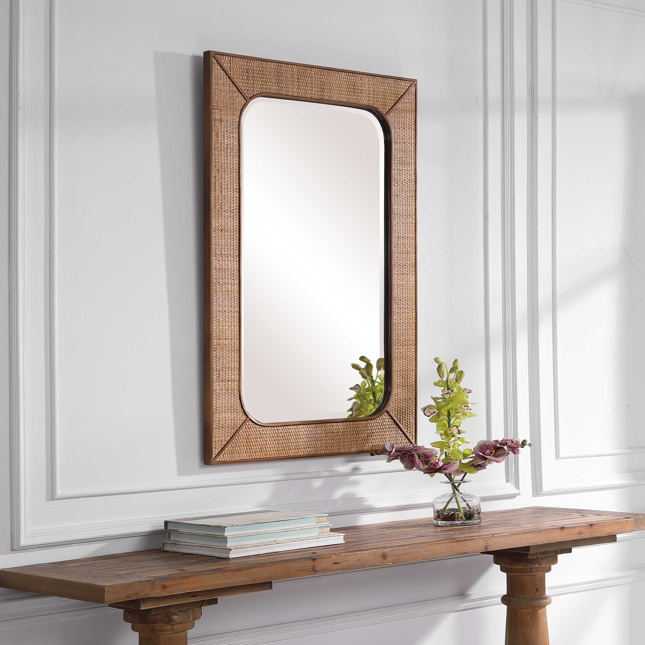 Tahiti Rattan Mirror, by Uttermost, 28" width x 42" height x 1.25" depth View 4