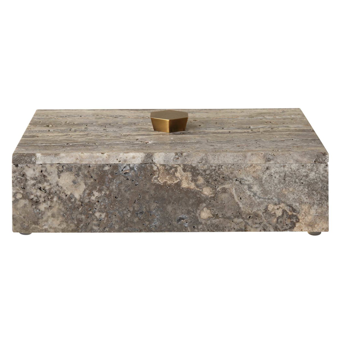 Griseus Travertine Stone Box, Boxe by Uttermost, 9.5" width x 2.75" height x 6" depth View 4