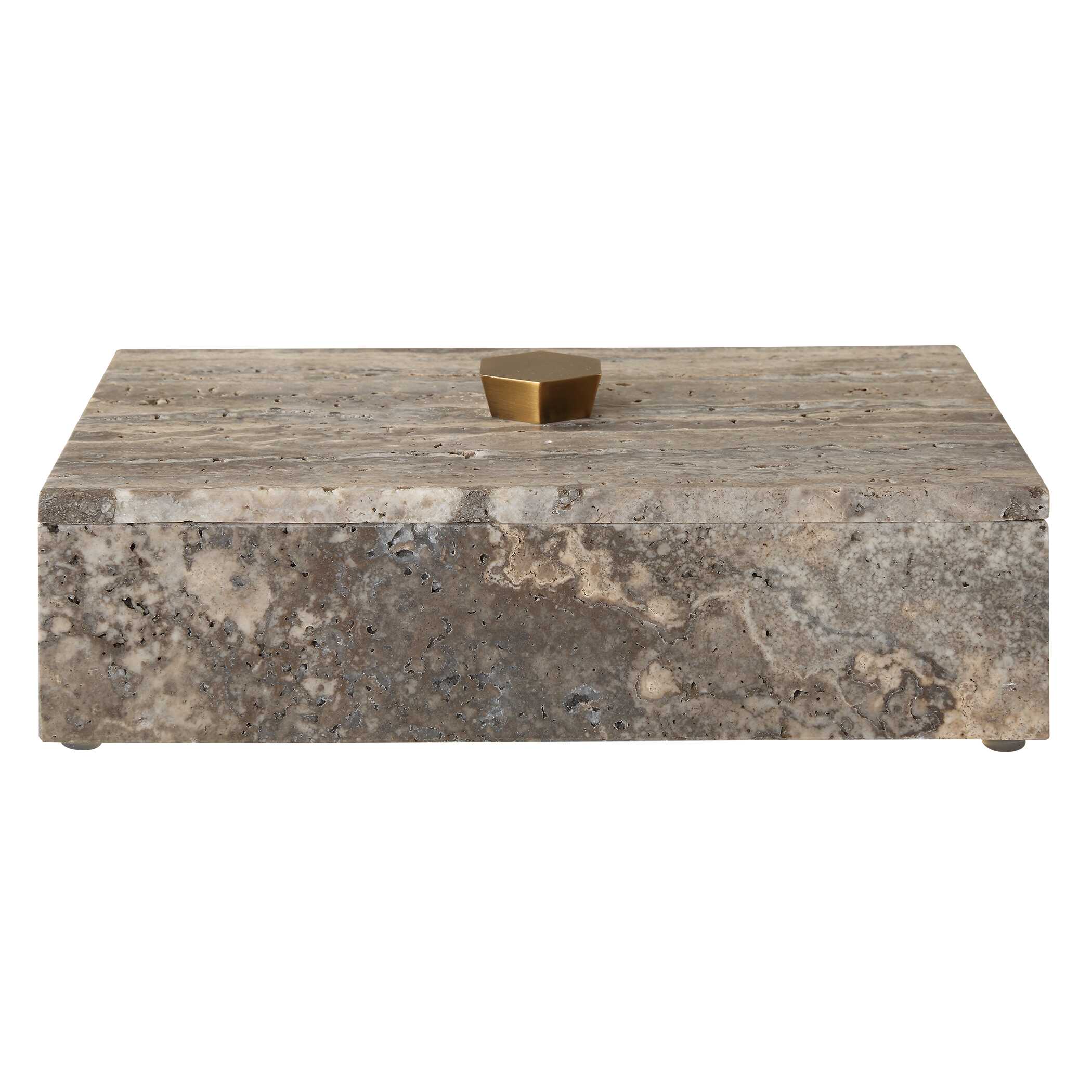 Griseus Travertine Stone Box, Decorative by Uttermost, 9.5" width x 2.75" height x 6" depth View 4