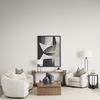 Sarah  Arched Black Metal with Marble Cube and White Shade Table Lamp thumbnail 1