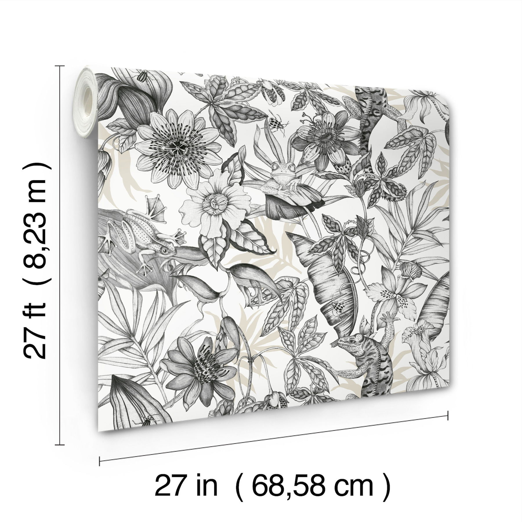 Rainforest White & Charcoal Wallpaper large image 