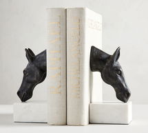 Online Designer Living Room Bronze Horse & Marble Bookends