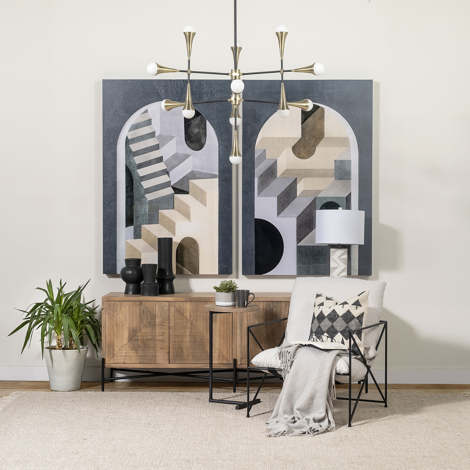 Laforge Black Ceramic Vase, by Mercana, 5.51" length x 5.51" width x 9.45" height View 3