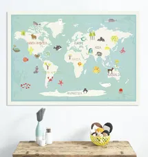 Online Designer Bedroom Our Earth Interactive Map, Canvas or Print, Educational, Travel, Inspirational