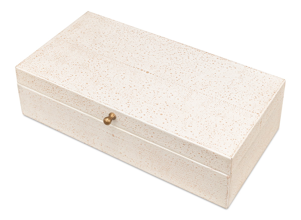 Gatsburg Shagreen Box Osprey White  S/2, by Sarreid, 6" length x 1' width x 3" height View 5