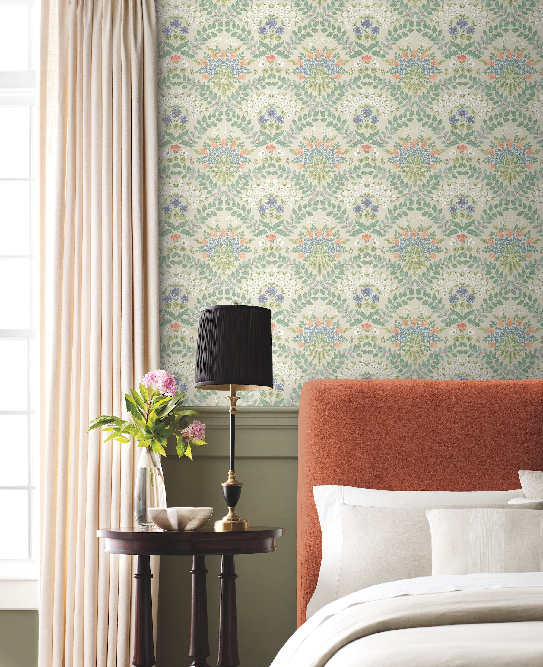 Bramble Beige & Green Wallpaper, by York Wall, 27' length x 2'3" width x 0.02" depth View 2