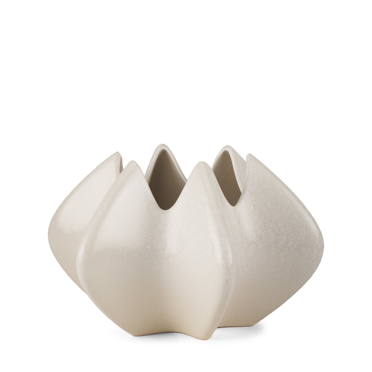 Ulrich Sculptural Cream Glazed Ceramic Vase, by Mercana, 13.98" length x 13.78" width x 8.86" height View 1