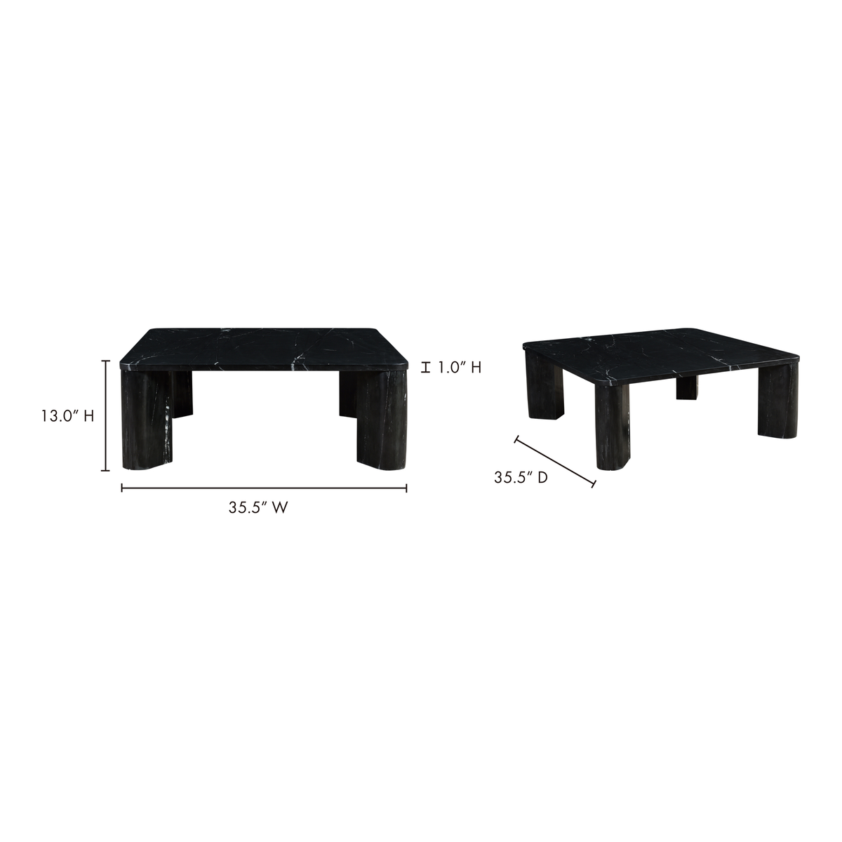 Segment Coffee Table Jetty Black, by Moe's Home, 35.5" width x 13" height x 35.5" depth View 8
