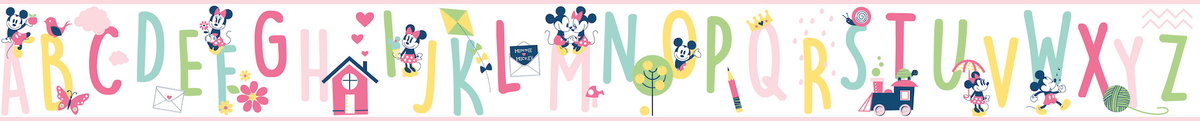 Disney Mickey Mouse ABC Pink Border, Wallpaper by York Wall, 9' length x 9" width x 0.02" depth