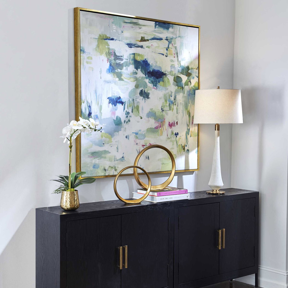 Abstract Reflections Framed Canvas, Painting by Uttermost, 49.5" width x 49.5" height x 2" depth View 4