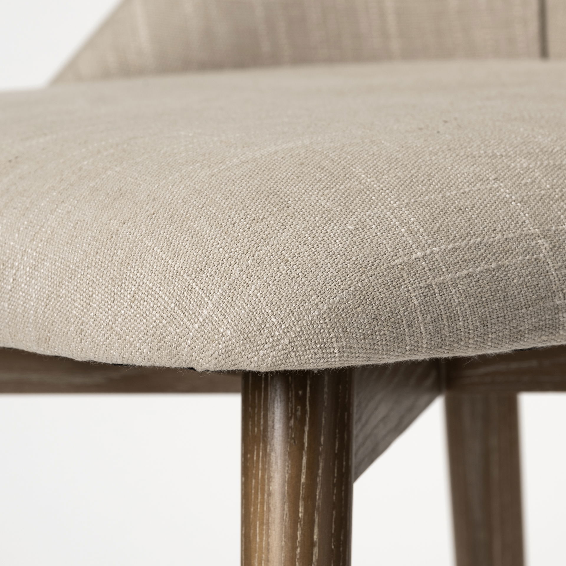 Ronald I Cream Fabric Wrap Brown Wooden Base Dining Chair, by Mercana, 22.5" length x 21.5" width x 32.25" height View 8