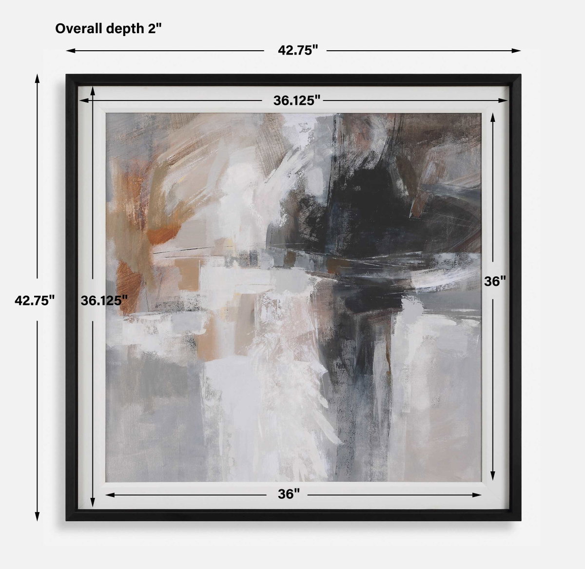Wings Neutral Abstract Framed Print, Art by Uttermost, 42.75" width x 42.75" height x 2" depth View 3