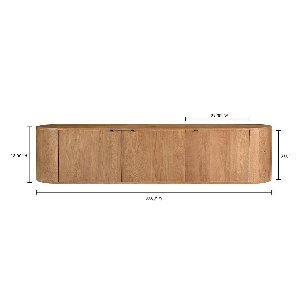 Theo Media Bench Natural, Media Console by Moe's Home, 80" width x 18" height x 18" depth View 12