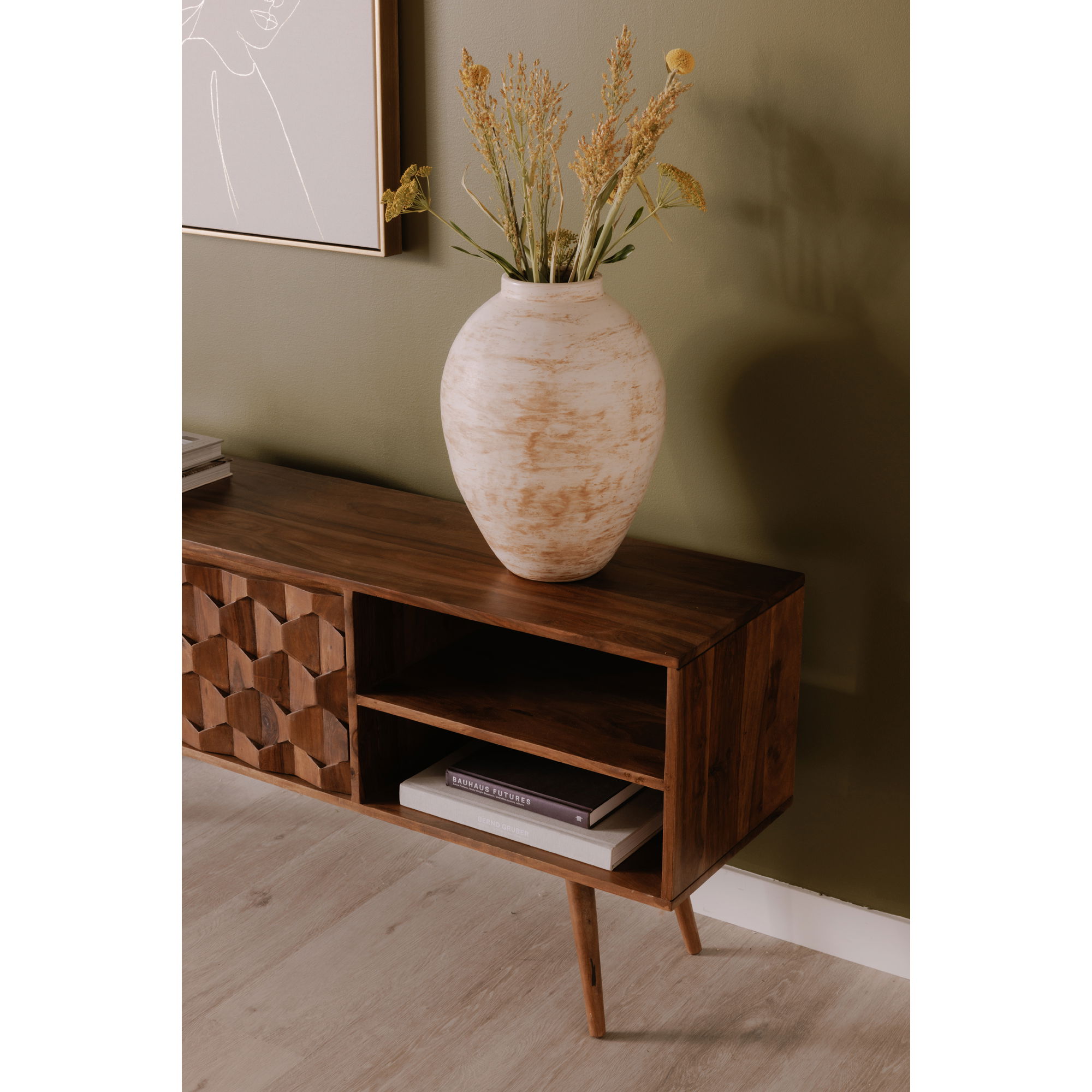 O2 Tv Cabinet Natural, Media Console by Moe's Home, 57" width x 24" height x 14" depth View 10