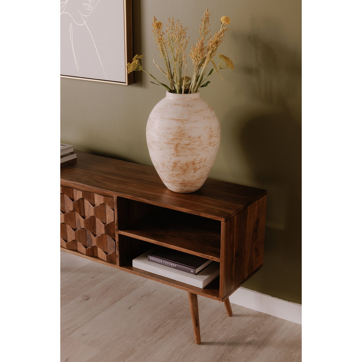 O2 Tv Cabinet Natural, Media Console by Moe's Home, 57" width x 24" height x 14" depth View 10