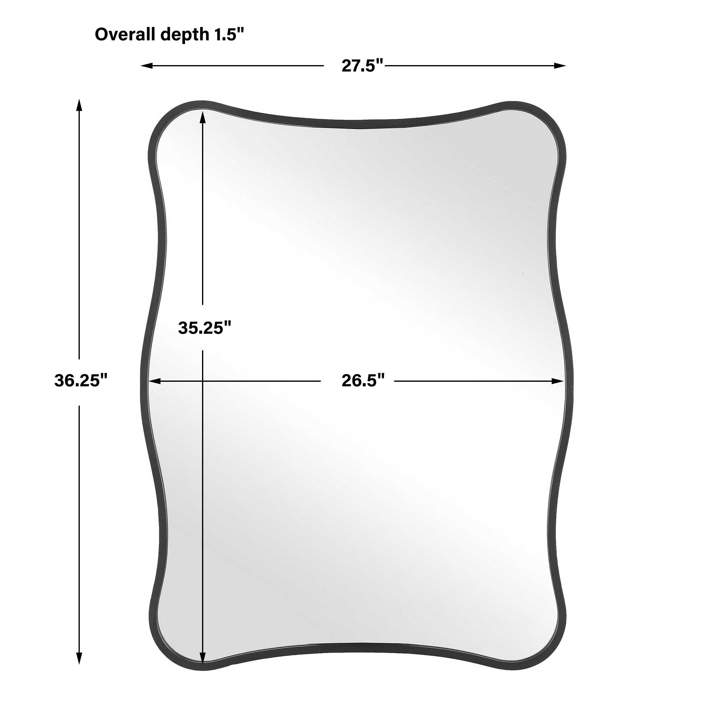 Pavia Black Vanity Mirror, by Uttermost, 27.5" width x 36.25" height x 1.5" depth View 3