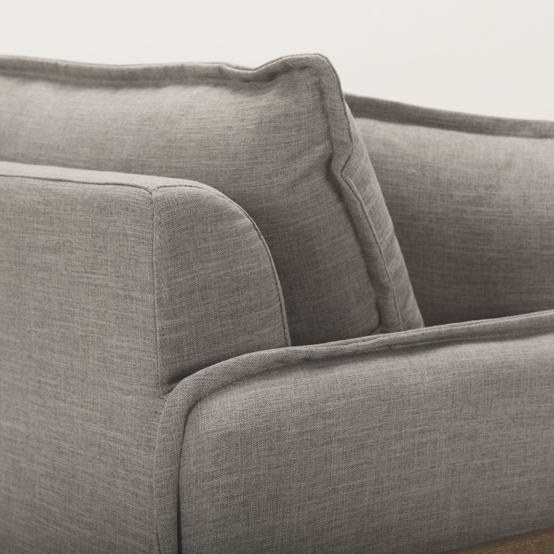 Roy II Flint Gray Upholstered and Brown Wood Frame Arm Chair, Accent Chair by Mercana, 43.31" length x 41.73" width x 33.07" height View 10