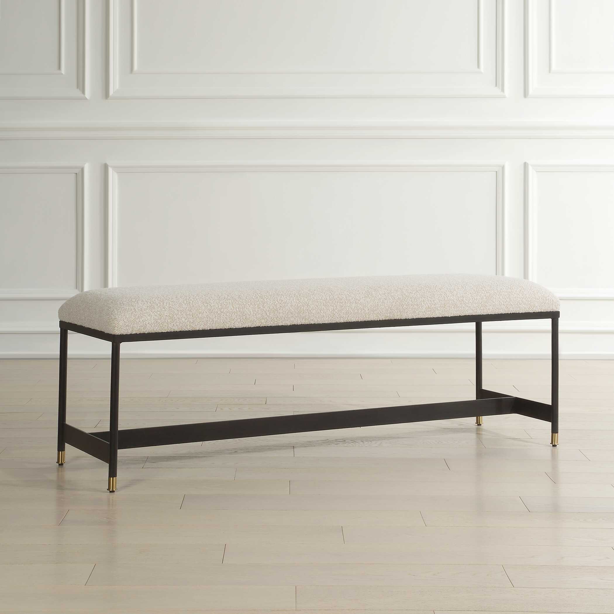 Halston Upholstered White Bench, Furniture by Uttermost, 54" width x 19" height x 16" depth View 5