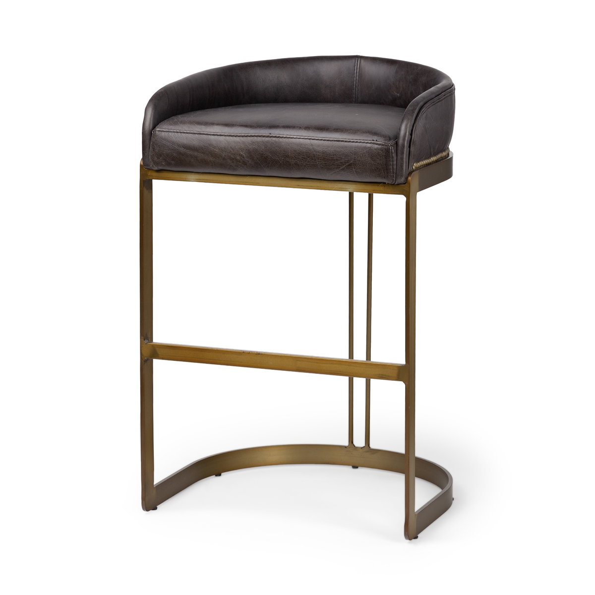 Hollyfield Backless 28.75in Seat Bar Stool | Charcoal Brown Leather, Counter & Bar Stool by Mercana, 20.5" length x 19.7" width x 32.7" height View 1