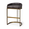 Hollyfield Backless 28.75in Seat Bar Stool | Charcoal Brown Leather, Counter & Bar Stool by Mercana, 20.5" length x 19.7" width x 32.7" height thumbnail 1