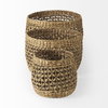 Dakota (Set of 3) Medium Brown Seagrass Round Basket, Bins & Basket by Mercana, 17.72" length x 17.72" width x 11.81" height thumbnail 3