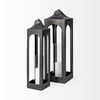 Ina Tall Charcoal Metal Candle Holder Lantern, Lighting by Mercana, 9.45" length x 9.45" width x 33.86" height thumbnail 7
