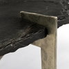 Shale 37' Irregular Live-Edge Black Slate with Flat Iron Base Coffee Table, by Mercana, 37" length x 37" width x 17.5" height thumbnail 4