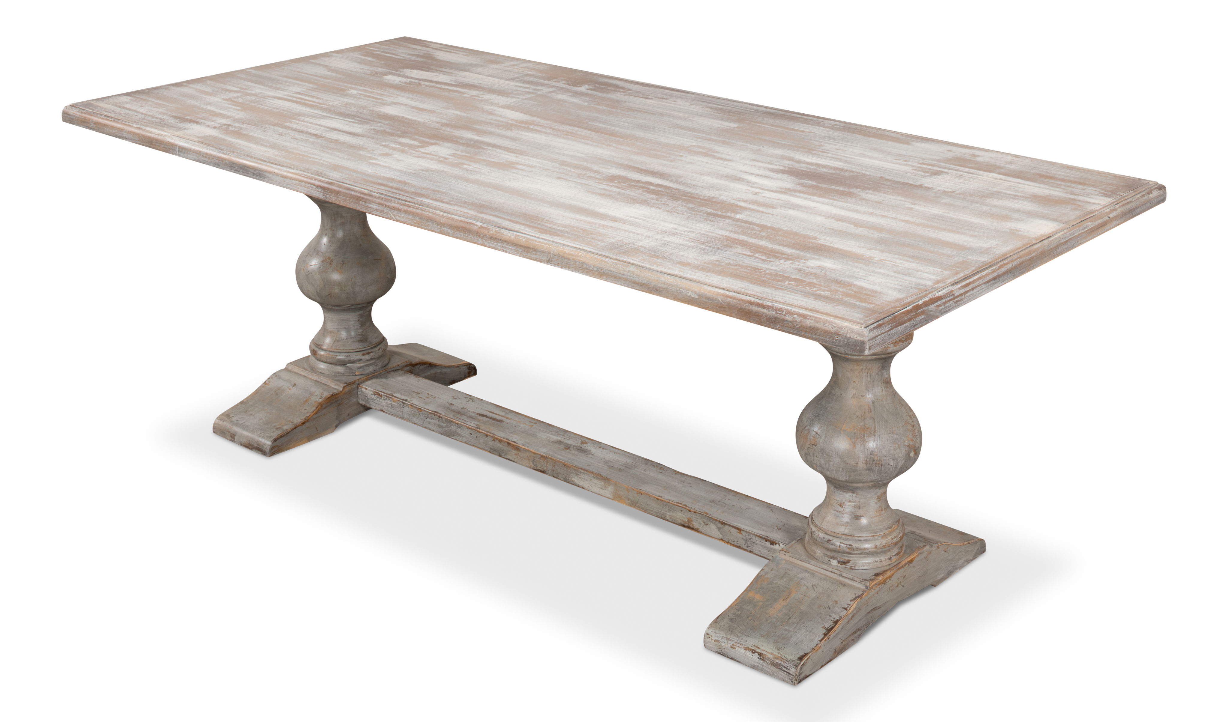 Lionisio Trestle Table, Grey Oak, Dining Table by Sarreid, 84" length x 41" width x 30" height View 11