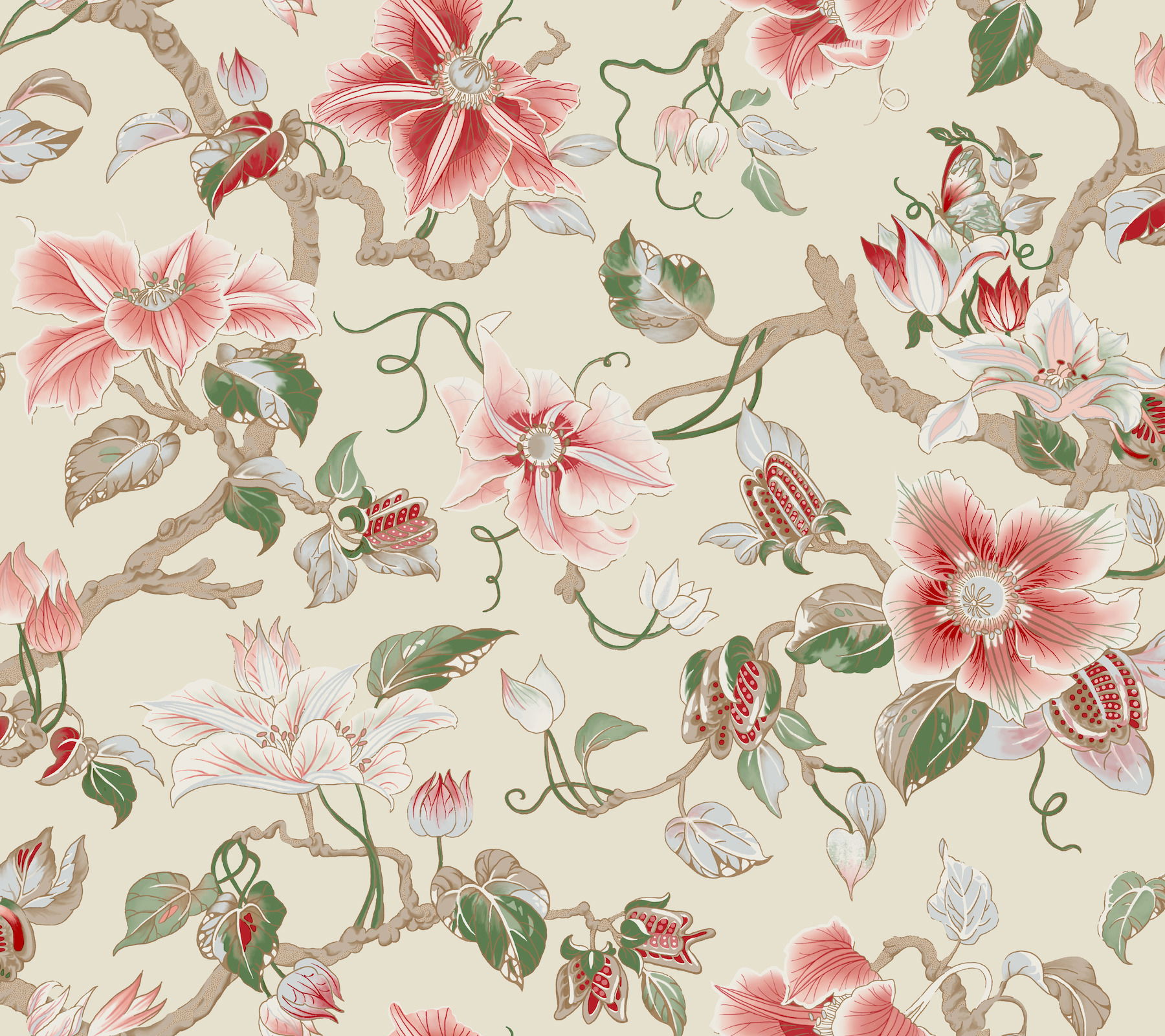 Marguerite Vine Cream Wallpaper large image 