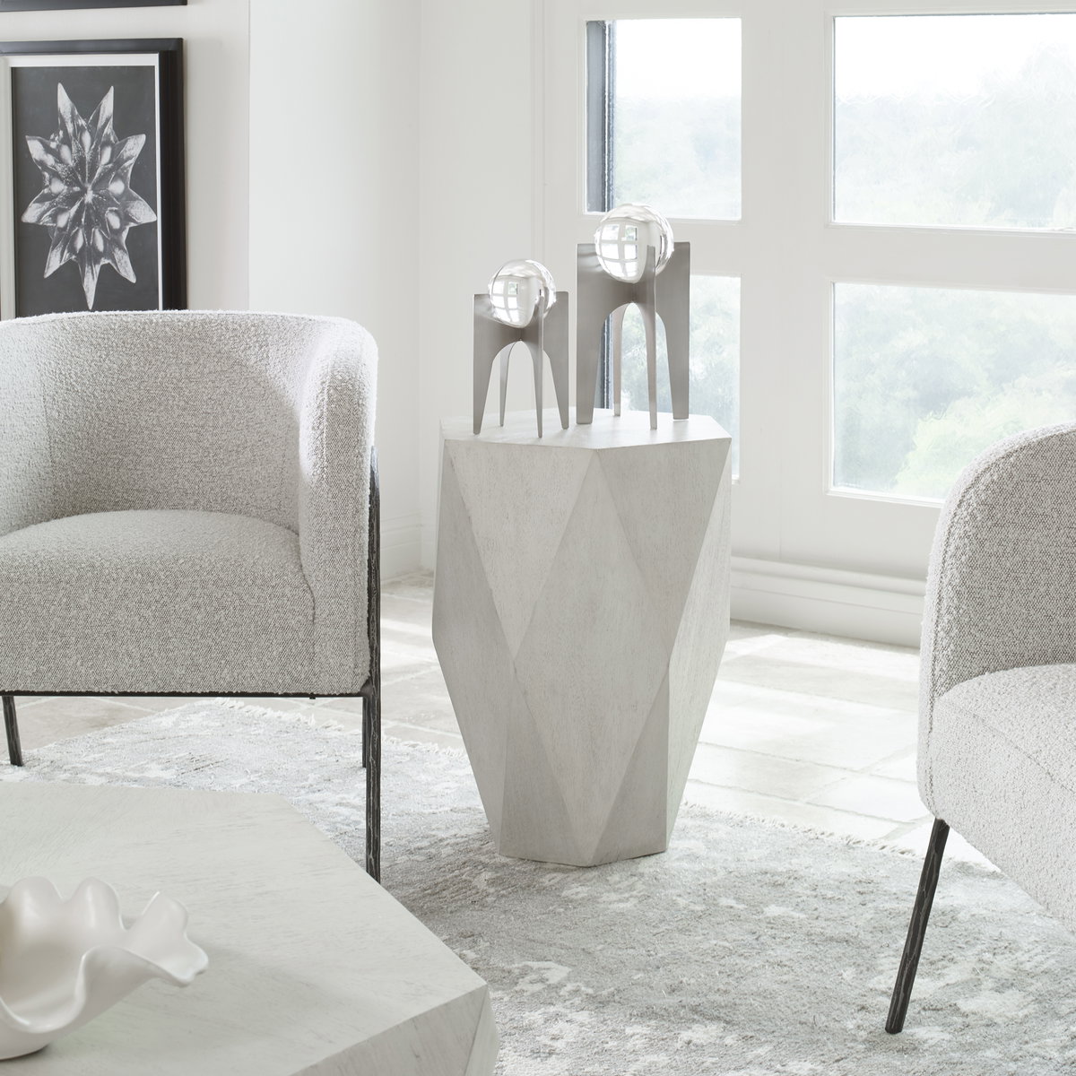 Volker White Side Table, Furniture by Uttermost, 18.5" width x 24" height x 17" depth View 2